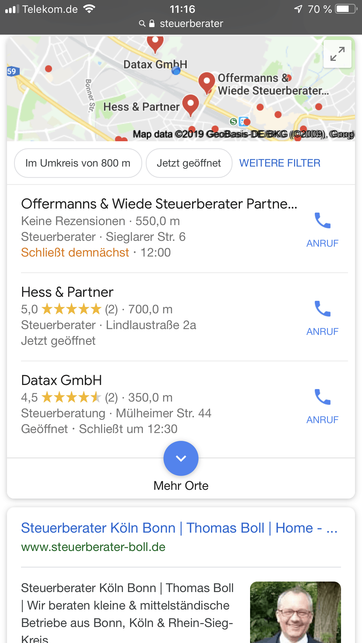 Lokale Suche bei google 